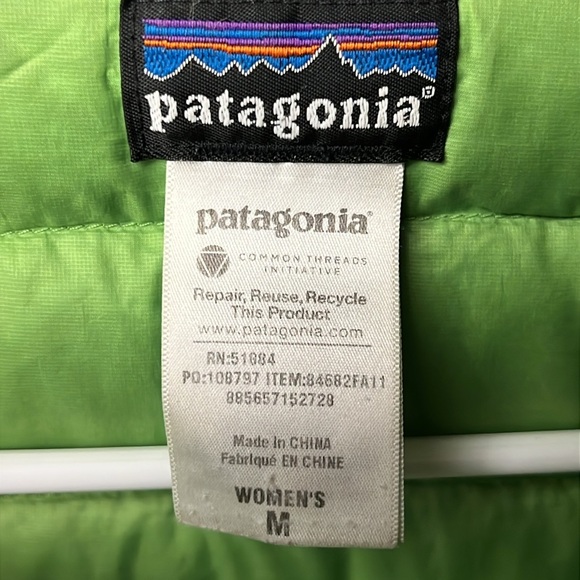 Patagonia Womens Jacket Med Lime Green Puffer Goose Down Insulated Lined Winter - Picture 5 of 14